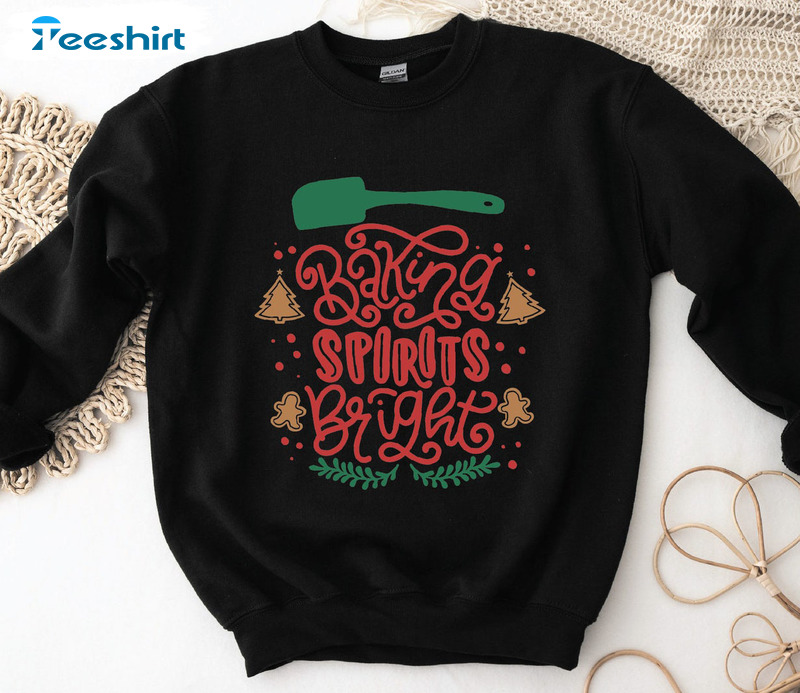 Baking Spirits Bright Shirt, Christmas Baking Vintage Short Sleeve Tee Tops