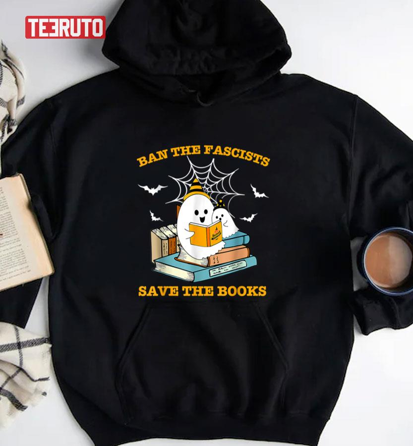 Ban The Fascists Save The Books Funny Retro Ghost Halloween Unisex Sweatshirt