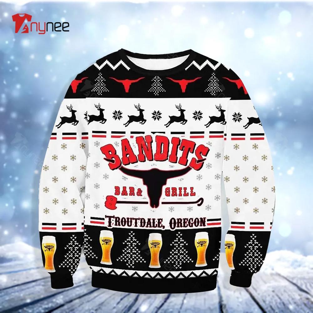 Bandit Bar And Grill Troutdale Oregon Ugly Christmas Sweater- Best Christmas Gifts 2023