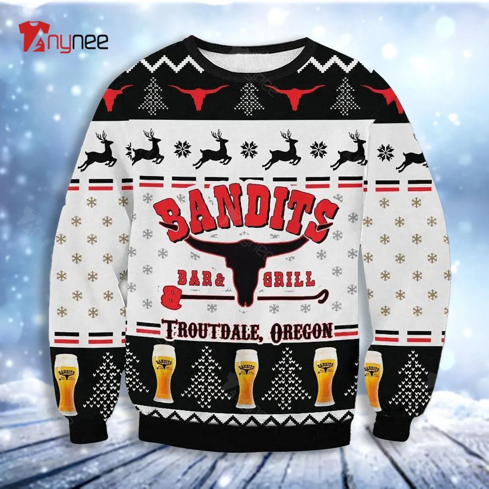 Bandits Bar Grill Troutdale Oregon Ugly Christmas Sweater- Best Christmas Gifts 2023