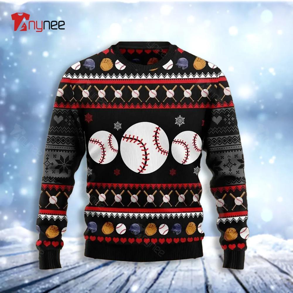 Baseball Balls Christmas Ugly Christmas Sweater- Best Christmas Gifts 2023