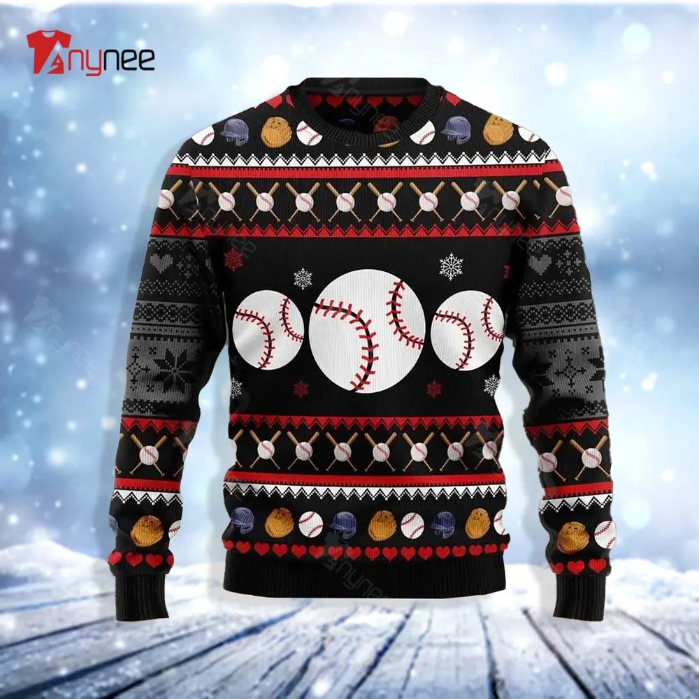 Baseball Balls Ugly Christmas Sweater- Best Christmas Gifts 2023