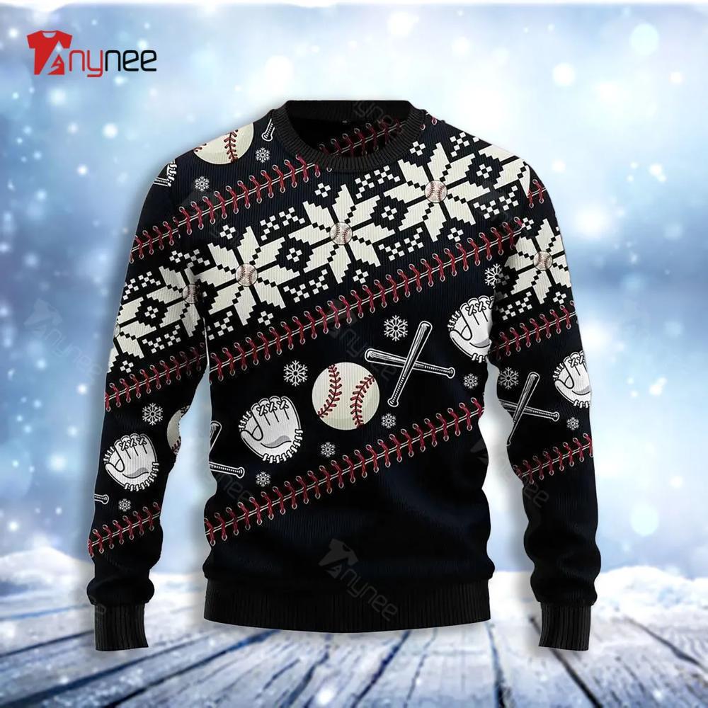 Baseball Christmas Pattern Ugly Christmas Sweater- Best Christmas Gifts 2023