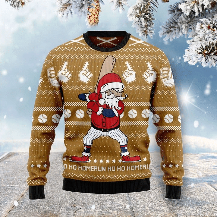 Baseball Ho Ho Homerun  Ugly Christmas Sweater | For Men & Women | Adult | US1313- Best Christmas Gifts 2023