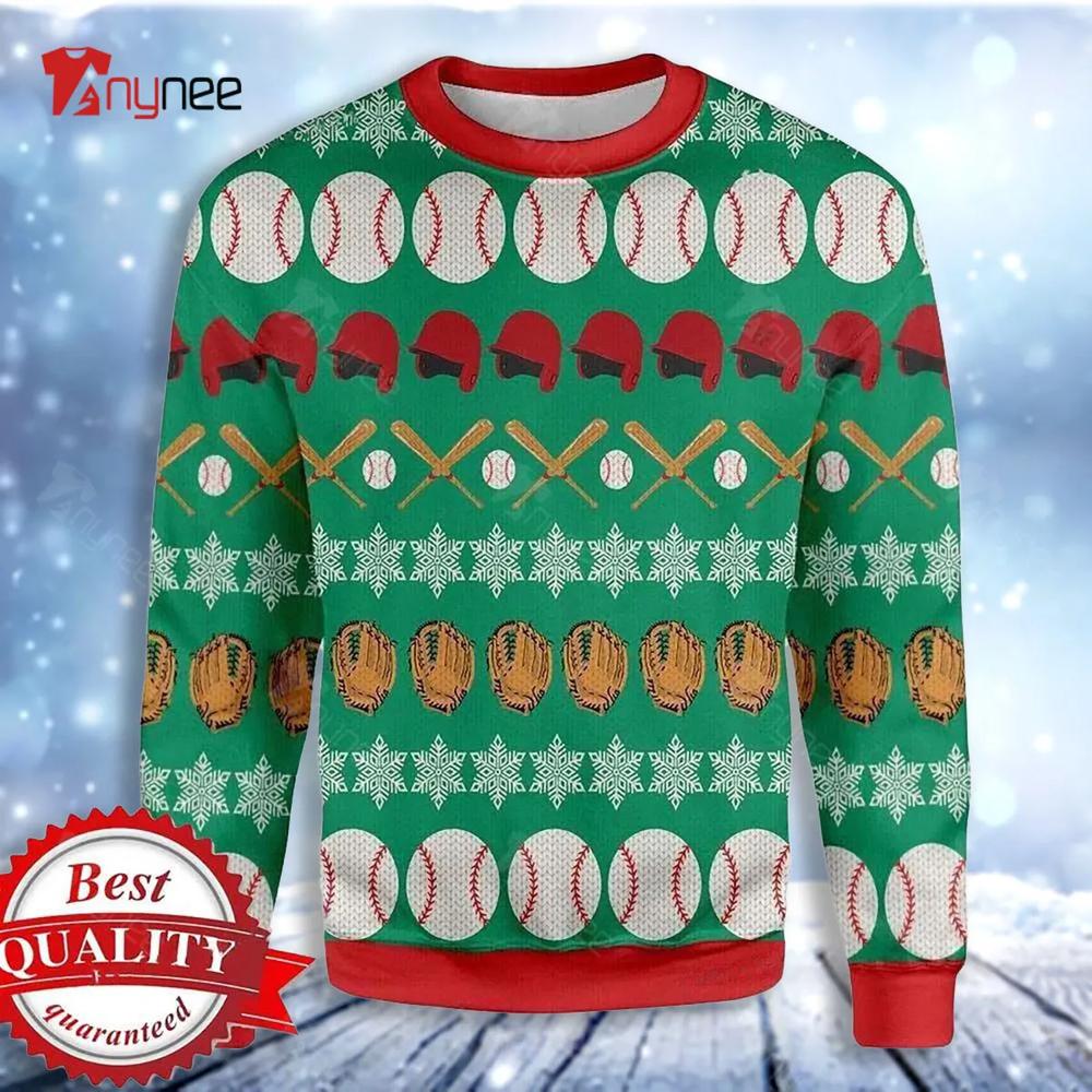 Baseball Pattern Santa Claus Ugly Christmas Sweater- Best Christmas Gifts 2023