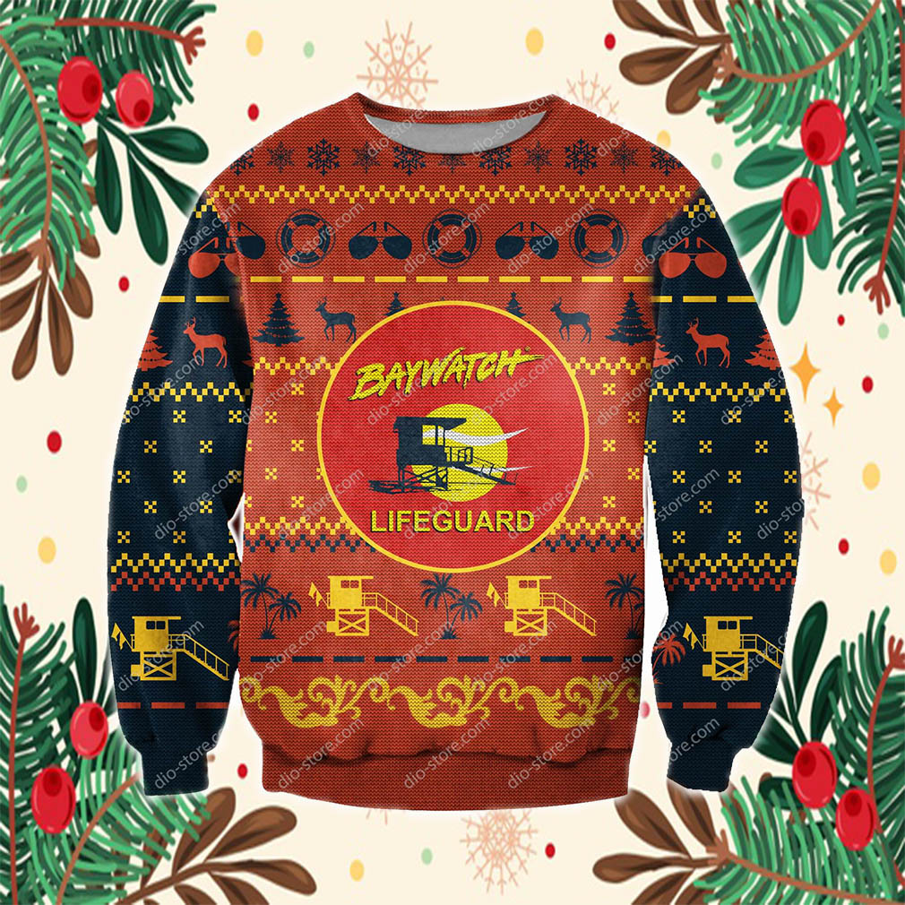 Baywatch 3D Print Knitting Pattern Ugly Christmas Sweater- Best Christmas Gifts 2023