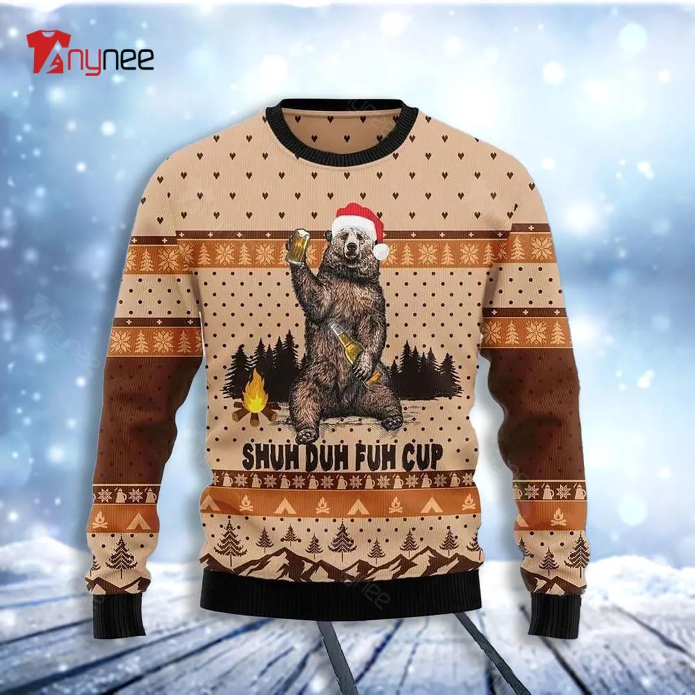 Bear Beer Campfire Shuh Christmas Ugly Christmas Sweater- Best Christmas Gifts 2023