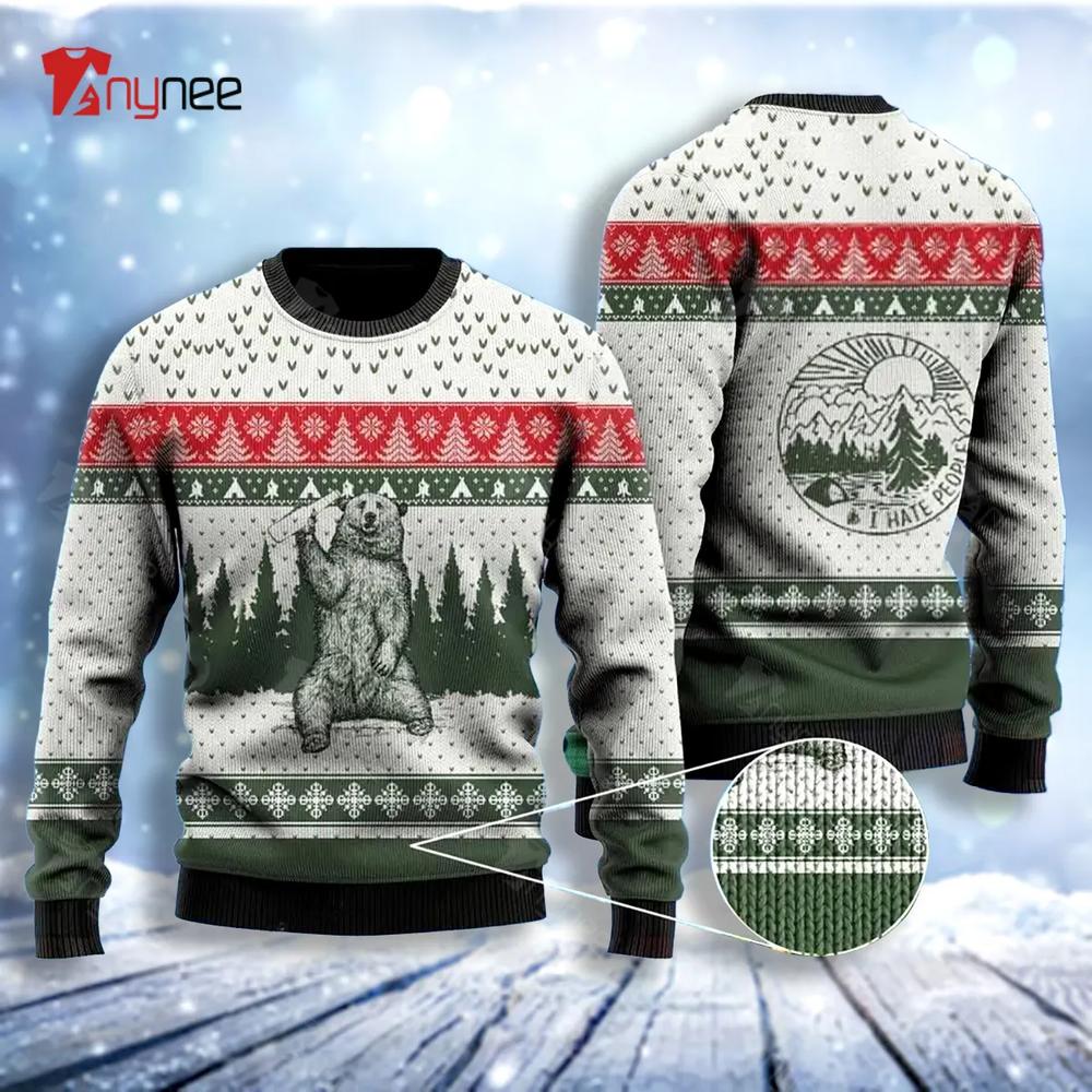 Bear I Hate People Ugly Christmas Sweater- Best Christmas Gifts 2023