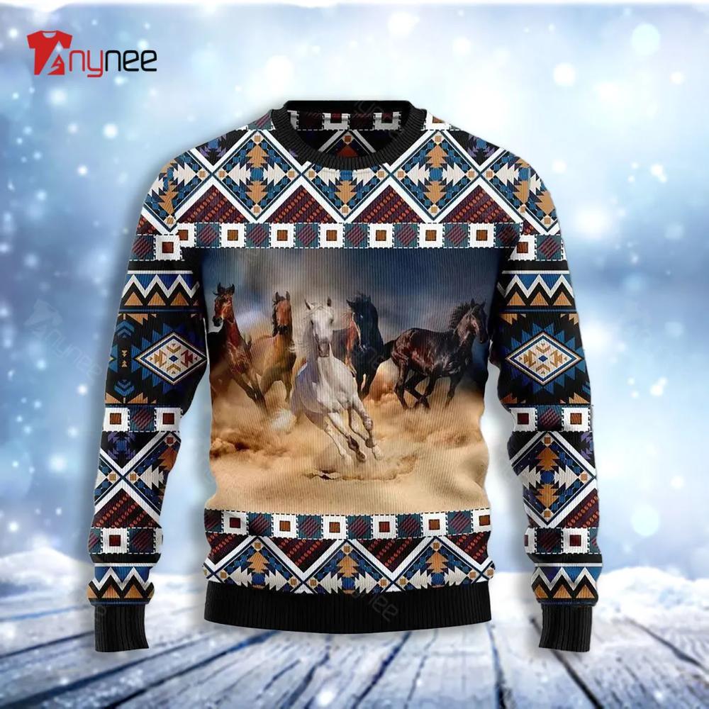 Beautiful Horses Womens Ugly Christmas Sweater- Best Christmas Gifts 2023