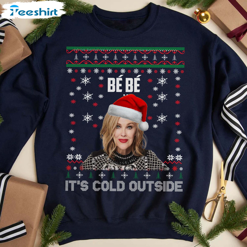 Bebe It’s Cold Outside Sweatshirt, Rose Family Christmas Short Sleeve Crewneck