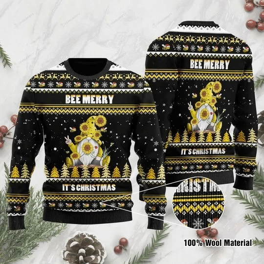 Bee Merry It’s Christmas Gnome Ugly Christmas Sweater | For Men & Women | Adult |  US1014- Best Christmas Gifts 2023