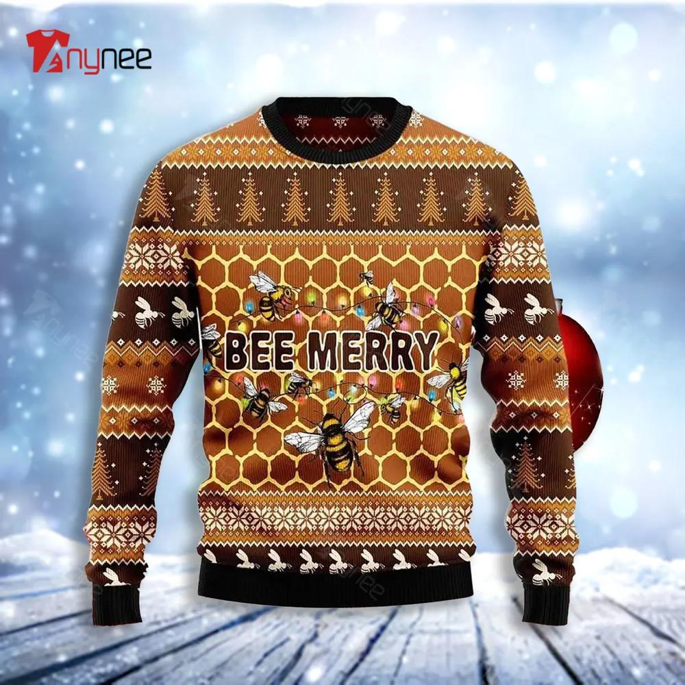 Bee Merry Womens Ugly Christmas Sweater- Best Christmas Gifts 2023