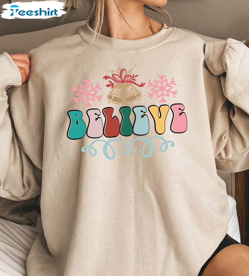 Believe Christmas Shirt – Christmas Vintage Design Long Sleeve Tank Top