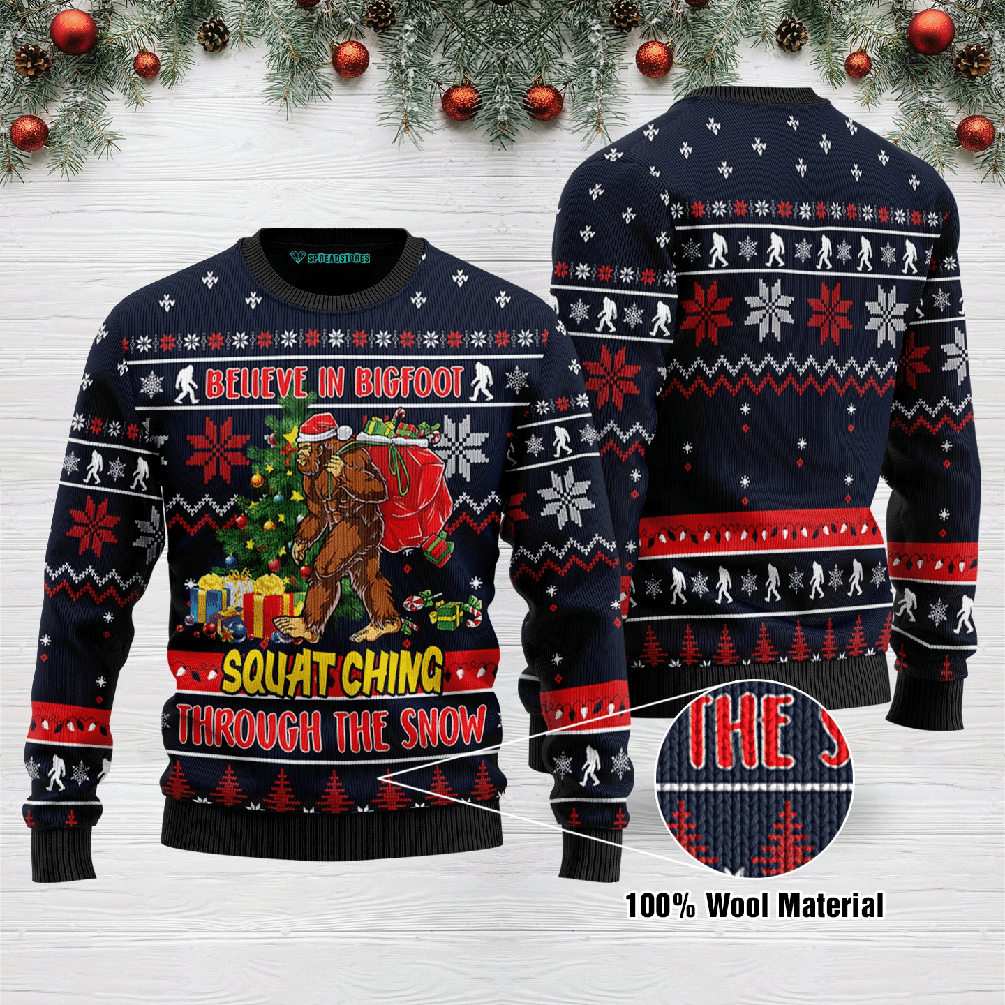 Believe In Bigfoot Ugly Christmas Sweater | For Men & Women | Adult | US3138- Best Christmas Gifts 2023