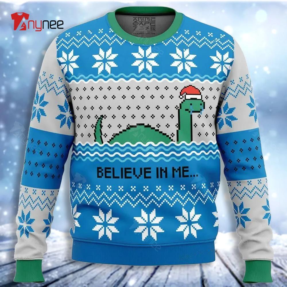 Believe In Me Nessie Loch Ness Monster Ugly Christmas Sweater- Best Christmas Gifts 2023