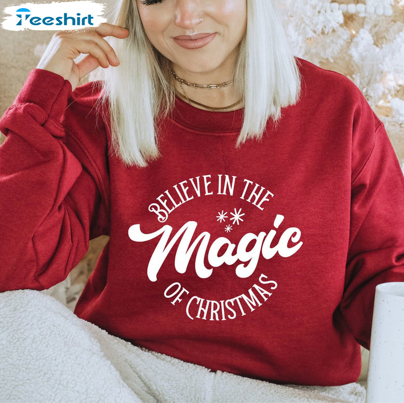 Believe In The Magic Of Christmas Vintage Shirt, Xmas Matching Sweater Short Sleeve