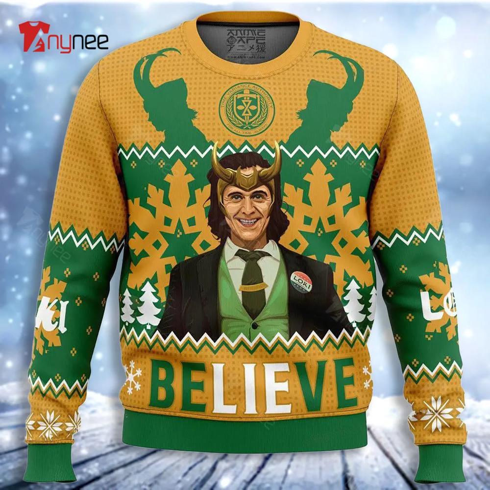 Believe Loki Marvel Ugly Christmas Sweater- Best Christmas Gifts 2023