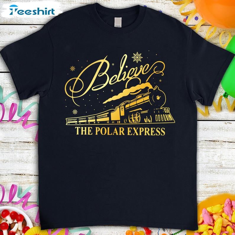 Believe Polar Express Shirt, Polar Express Train Christmas Short Sleeve Tee Tops