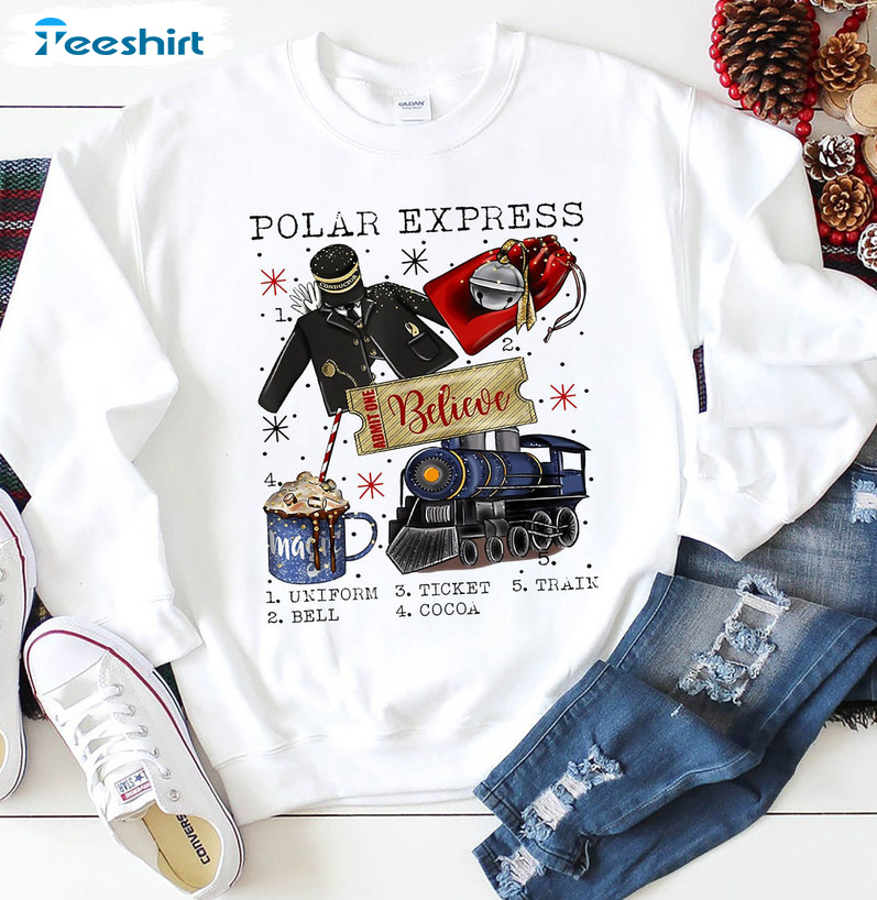 Believe Polar Express Sweatshirt – Christmas Express Unisex Hoodie Short Sleeve