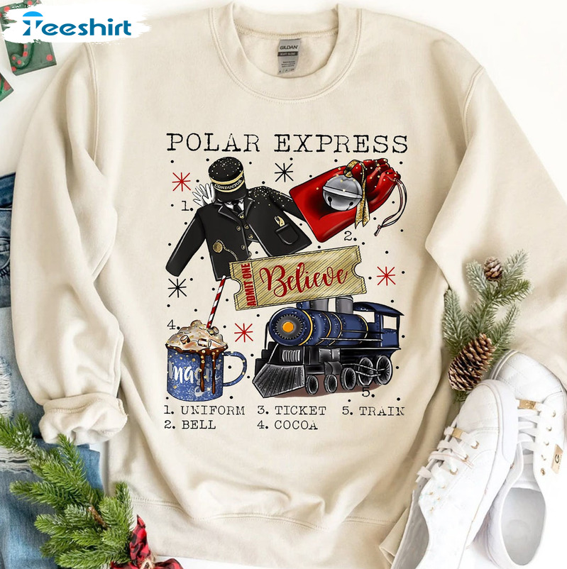 Believe Polar Express Sweatshirt – Christmas Express Unisex Hoodie Short Sleeve