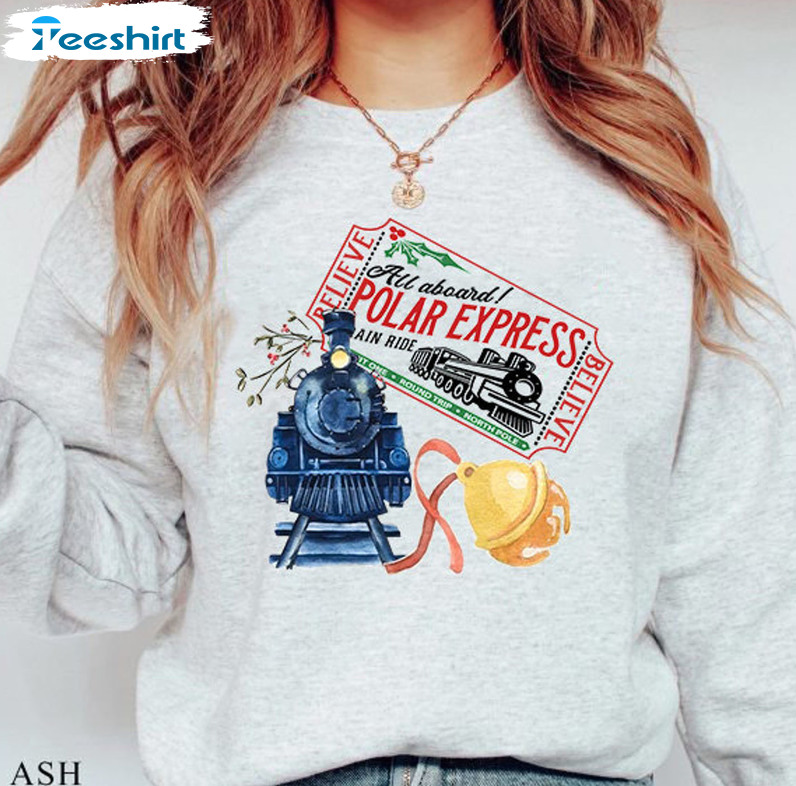 Believe Polar Express Sweatshirt – Christmas Short Sleeve Crewneck Vintage Design