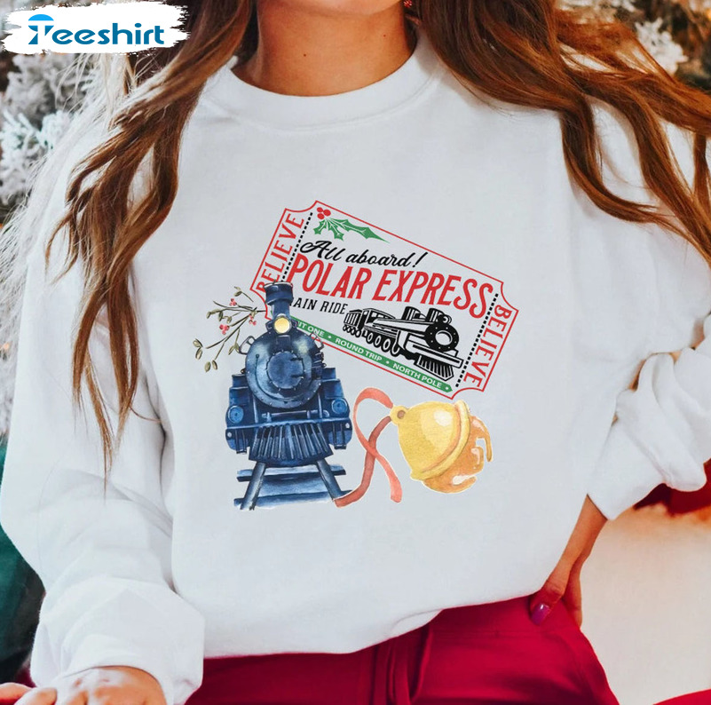 Believe Polar Express Sweatshirt – Christmas Short Sleeve Crewneck Vintage Design