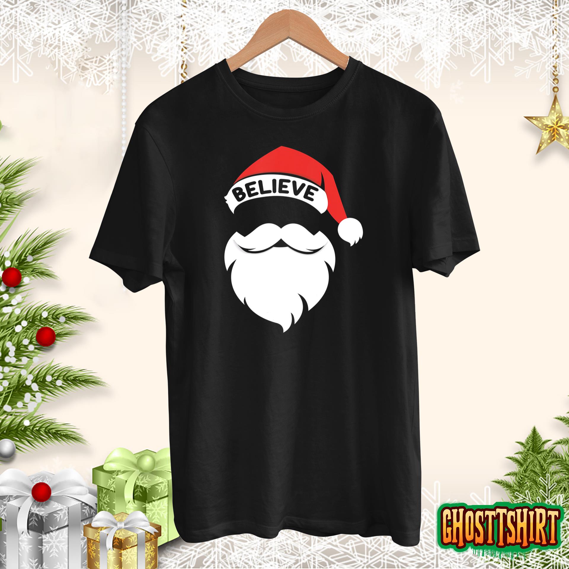 Believe Santa Hat Christmas Squad Family Group Matching Xmas Sweatshirt