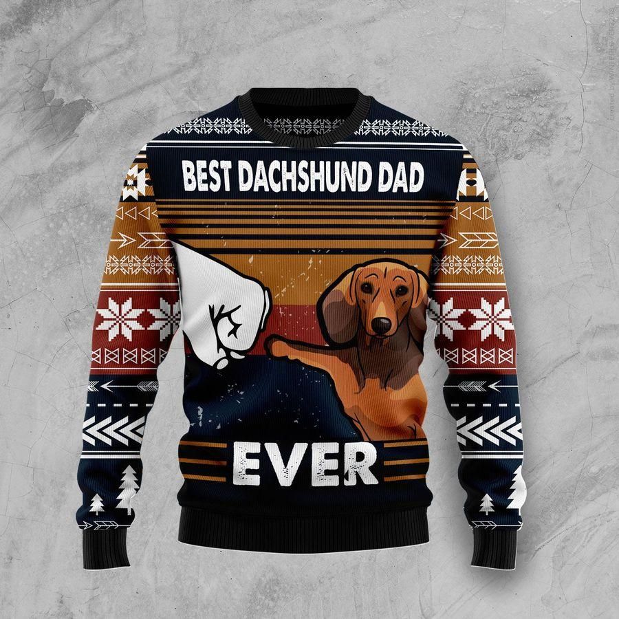 Best Dachshund Dad Ever Ugly Christmas Sweater | For Men & Women | Adult | US1776- Best Christmas Gifts 2023