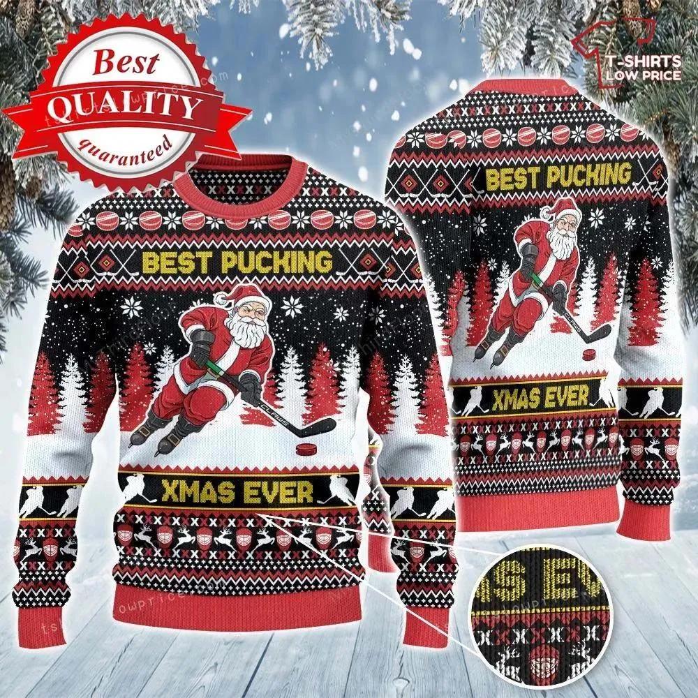 Best Pucking Xmas Ever Ice Hockey Lovers Gift Womens Ugly Christmas Sweater- Best Christmas Gifts 2023