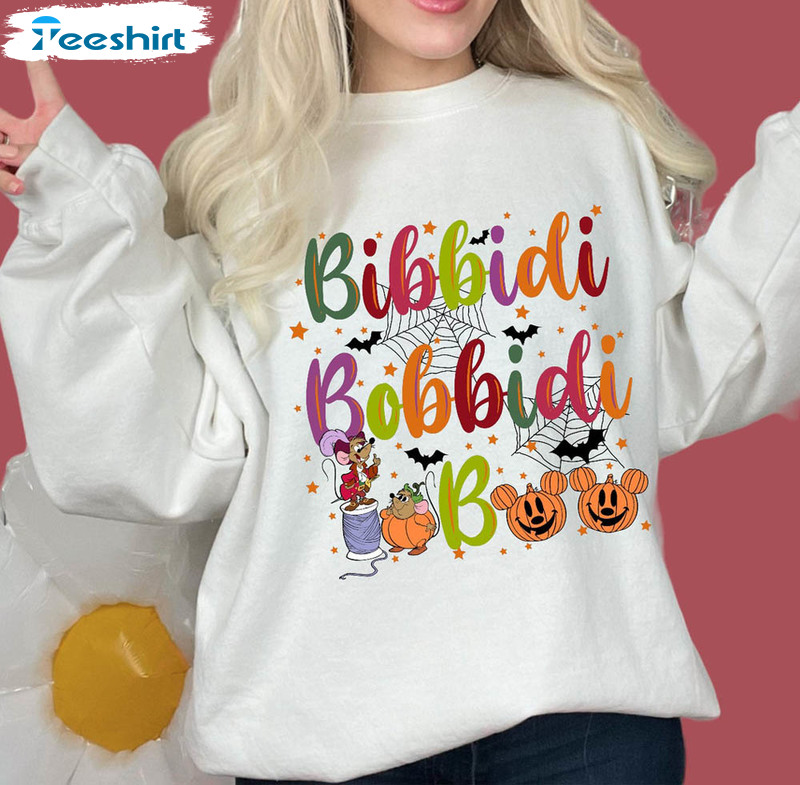 Bibbidi Bobbidi Mice Shirt, Colorful Halloween Crewneck Sweatshirt