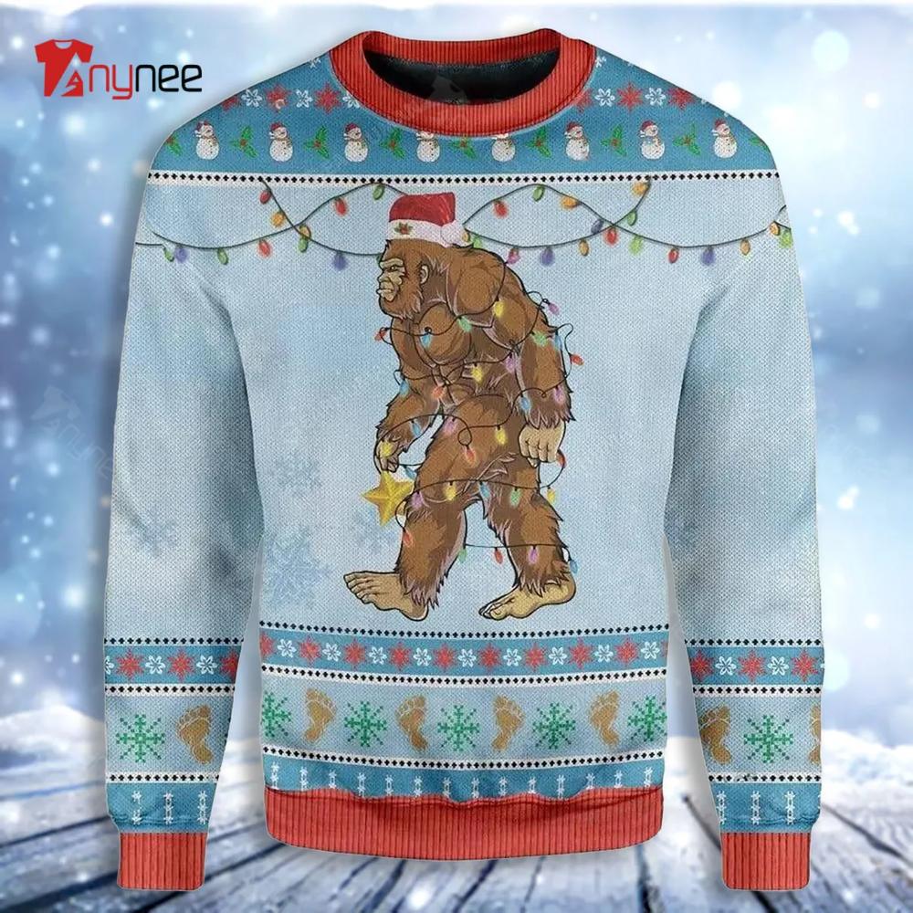 Big Foot Light Shape Christmas Ugly Christmas Sweater- Best Christmas Gifts 2023