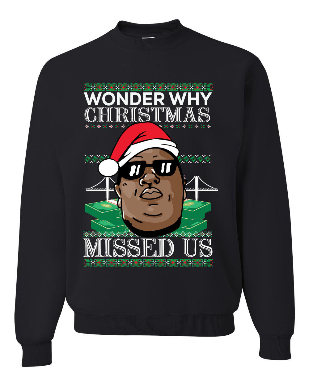 Big Rapper Wonder Why Christmas Missed Us Ugly Christmas Sweater Unisex Crewneck Graphic Sweatshirt- Best Christmas Gifts 2023