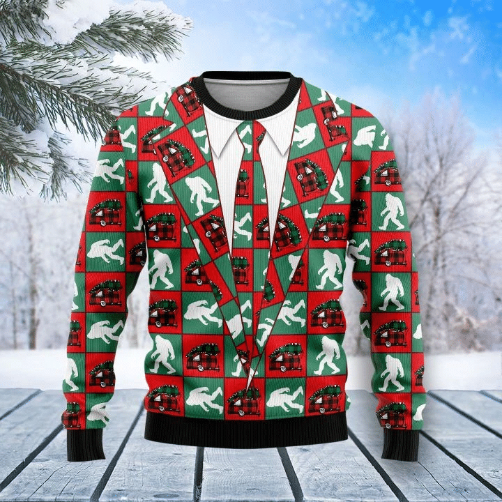 Bigfoot Camping Ugly Christmas Sweater | For Men & Women | Adult | US1298- Best Christmas Gifts 2023