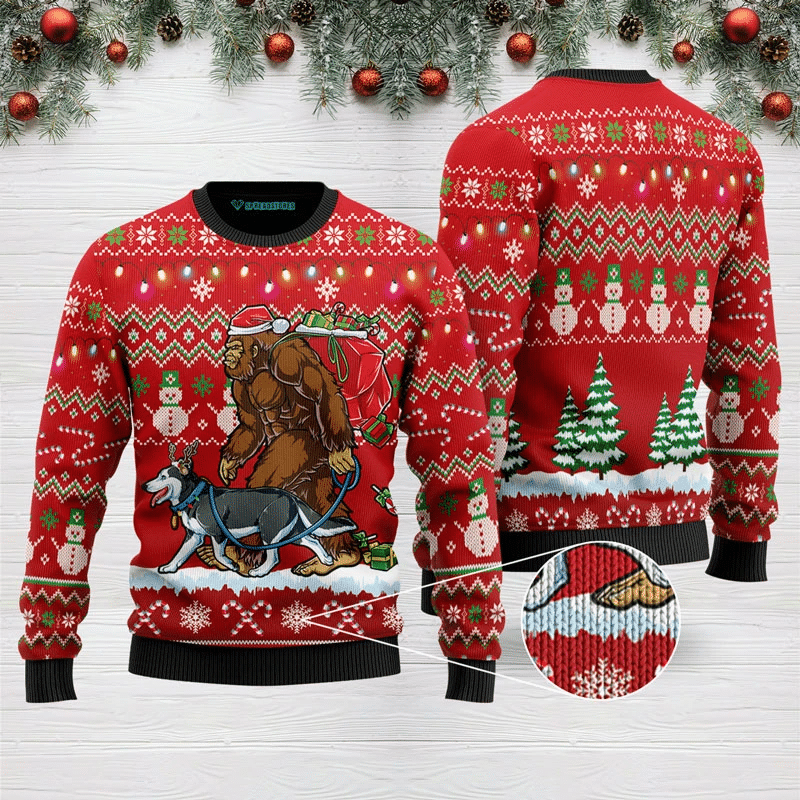 Bigfoot Huskey Ugly Christmas Sweater | For Men & Women | Adult | US3121- Best Christmas Gifts 2023