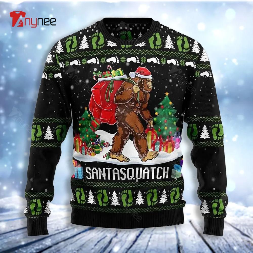 Bigfoot Santasquatch Ugly Christmas Sweater- Best Christmas Gifts 2023