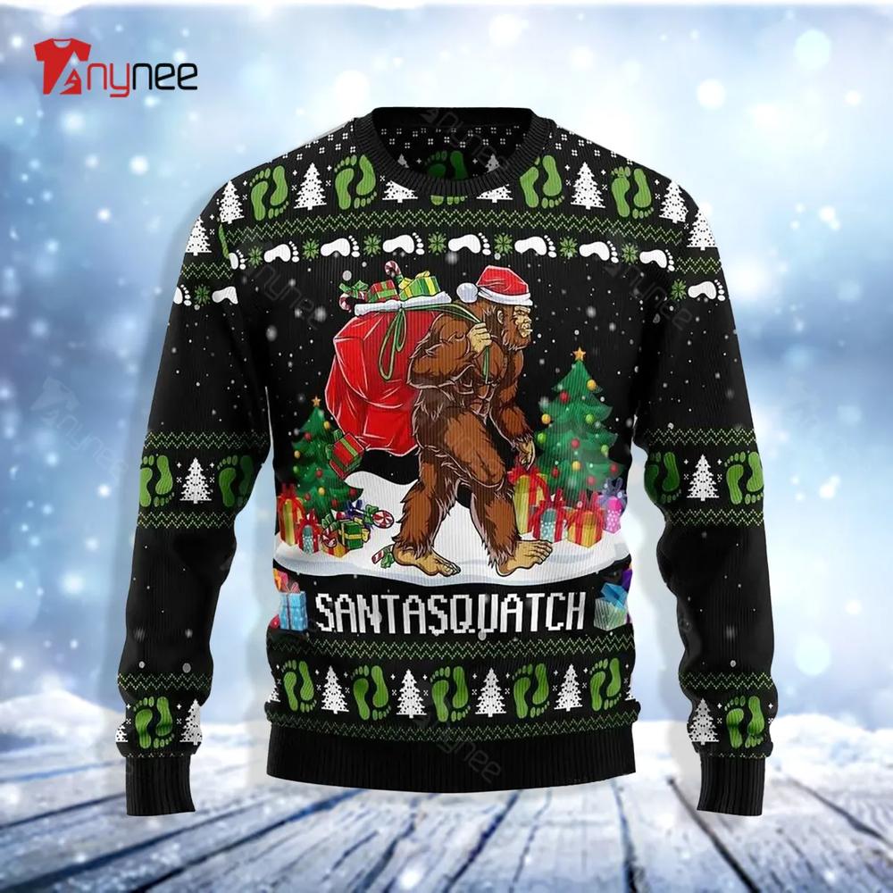 Bigfoot Santasquatch Ugly Christmas Sweater- Best Christmas Gifts 2023