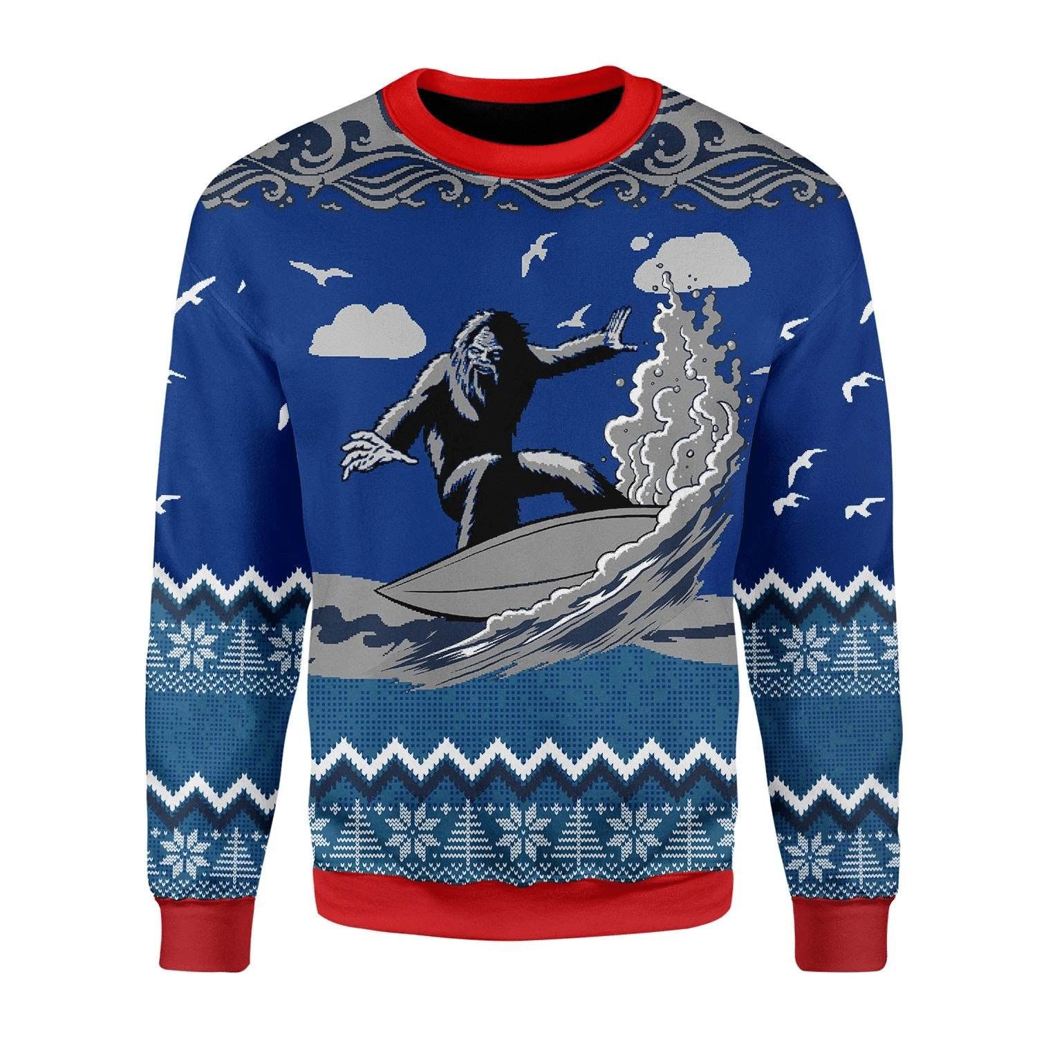 Bigfoot Surfing Ugly Christmas Sweater | For Men & Women | Adult | US3407- Best Christmas Gifts 2023