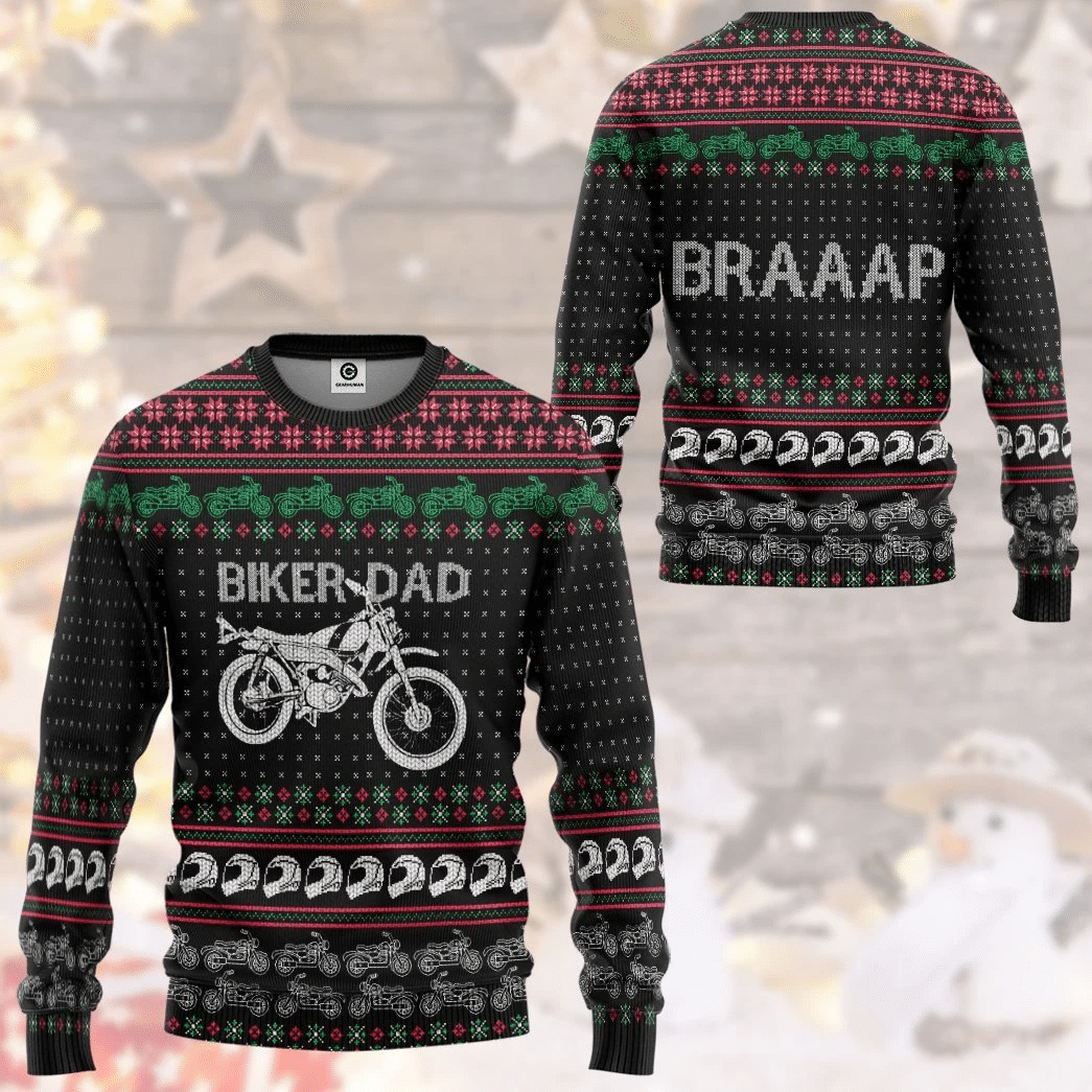 Biker Dad Braaap Ugly Christmas Sweater | For Men & Women | Adult | US3244- Best Christmas Gifts 2023