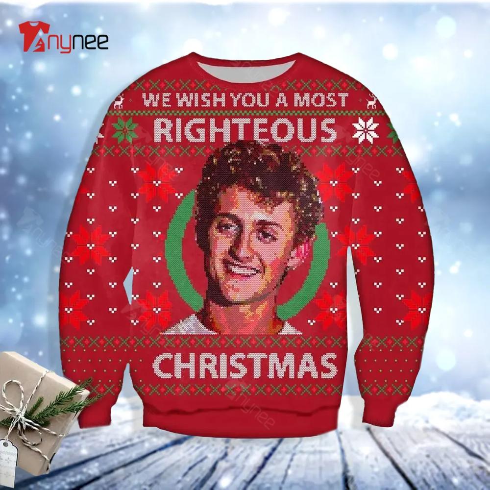 Bill Ted Is Excellent Adventure Righteous Xmas Ugly Christmas Sweater- Best Christmas Gifts 2023