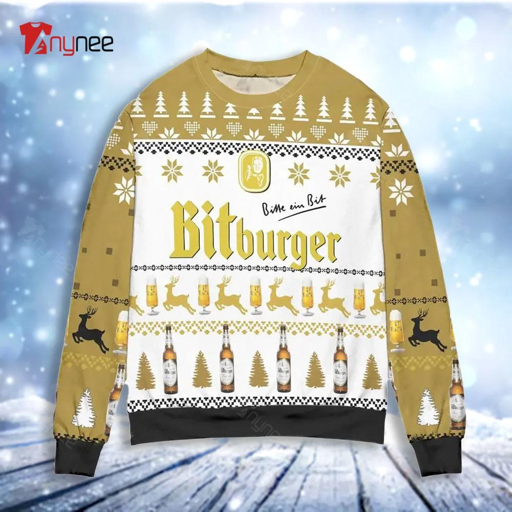 Bitburger Beer Reindeer Womens Ugly Christmas Sweater- Best Christmas Gifts 2023