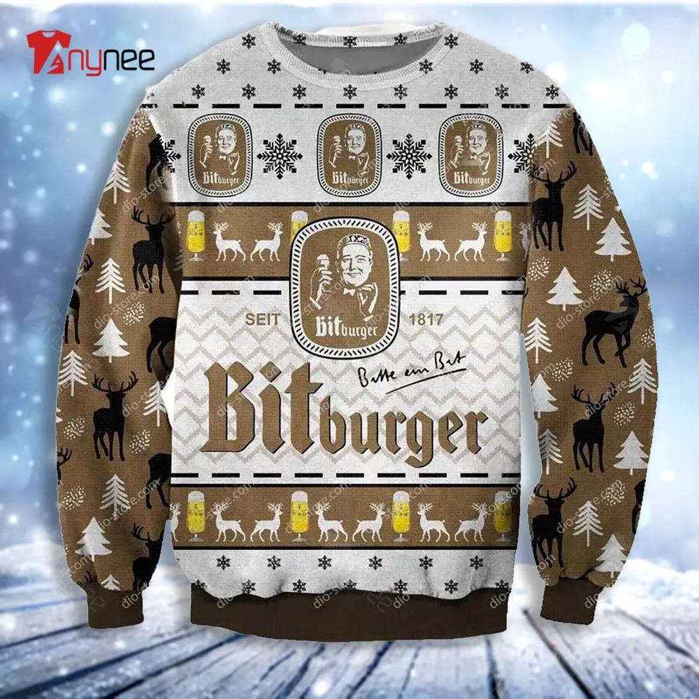 Bitburger Seit 1817 Deer Ugly Christmas Sweater- Best Christmas Gifts 2023