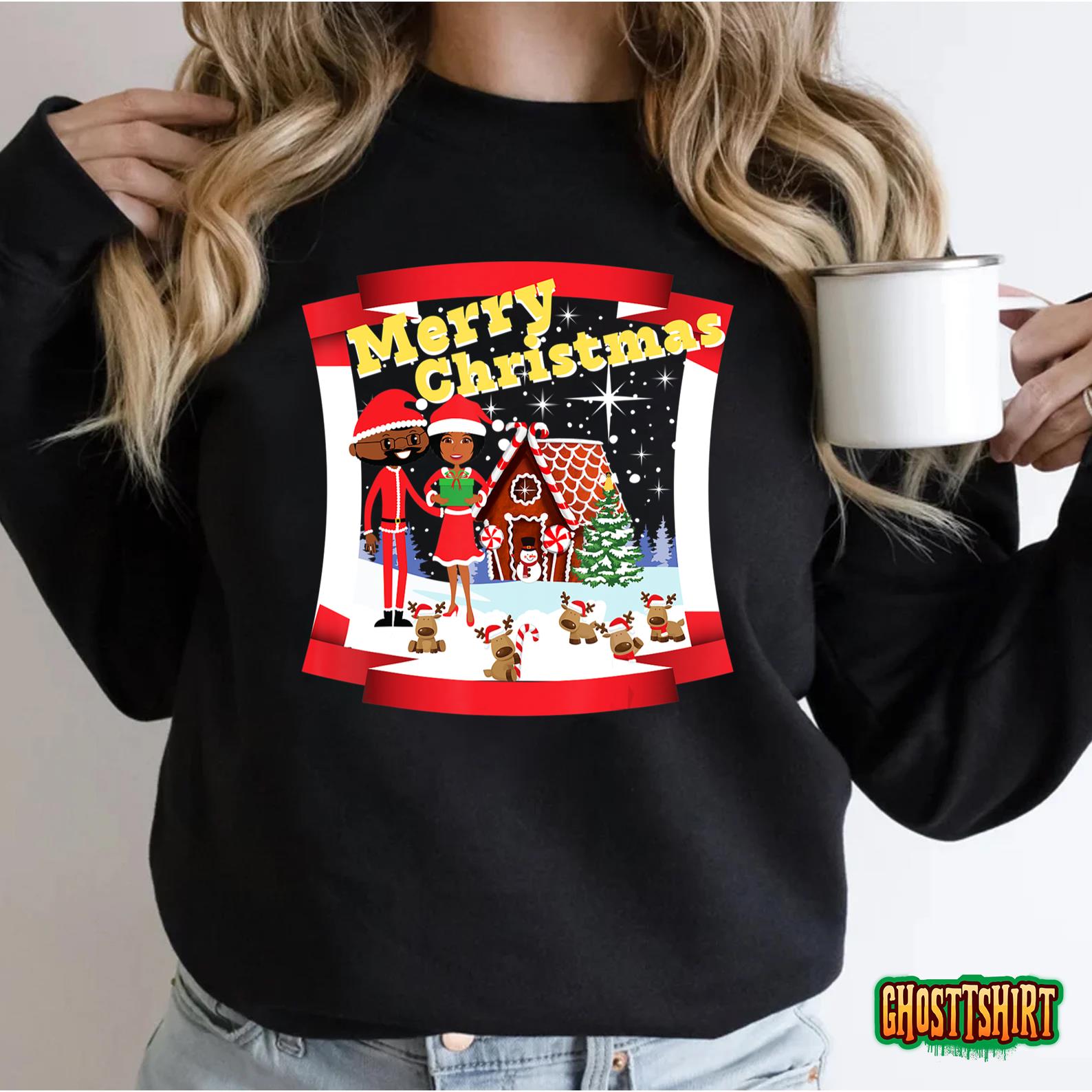 Black African American Santa and Mr and Mrs Claus for Xmas Sweatshirt