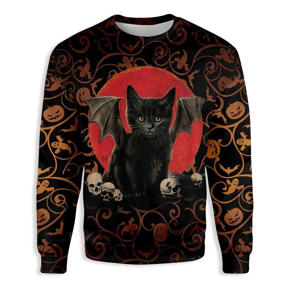 Black Cat Halloween Ugly Christmas Sweater | Unisex | Full Size | Adult | Colorful | US3825- Best Christmas Gifts 2023