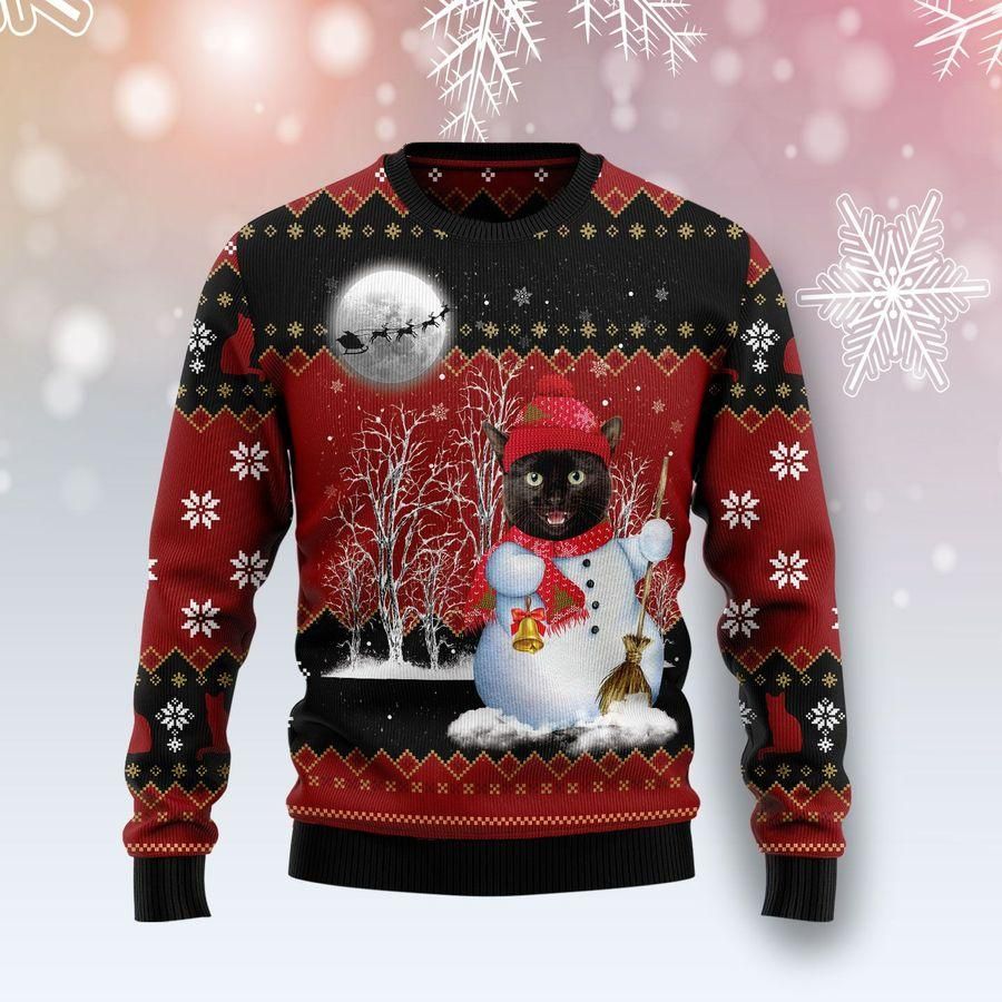 Black Cat Snowman Ugly Christmas Sweater | For Men & Women | Adult | US1863- Best Christmas Gifts 2023