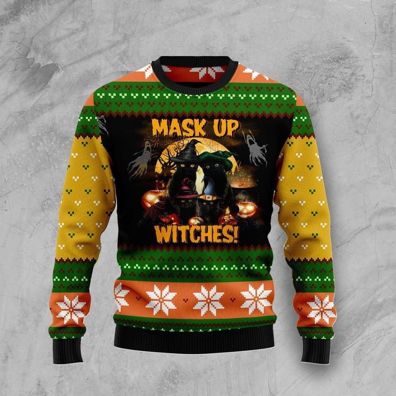 Black Cat Witches Ugly Christmas Sweater | For Men & Women | Adult | US1985- Best Christmas Gifts 2023