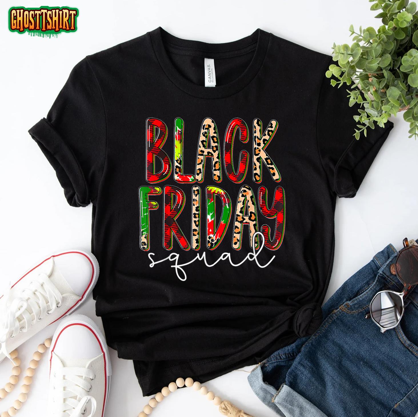 Black Leopard Red Plaid Friday Squad, Merry Christmas 2022 T-Shirt