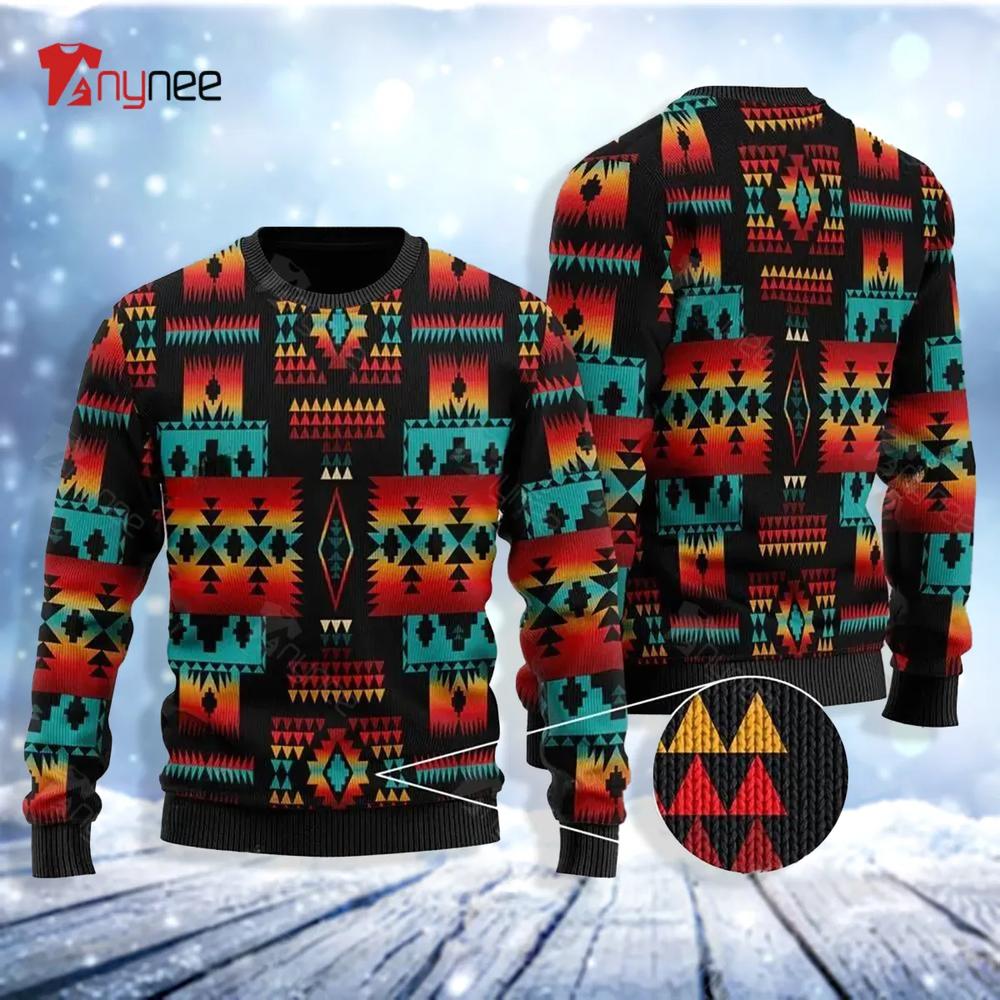 Black Native Tribes Pattern Womens Ugly Christmas Sweater- Best Christmas Gifts 2023