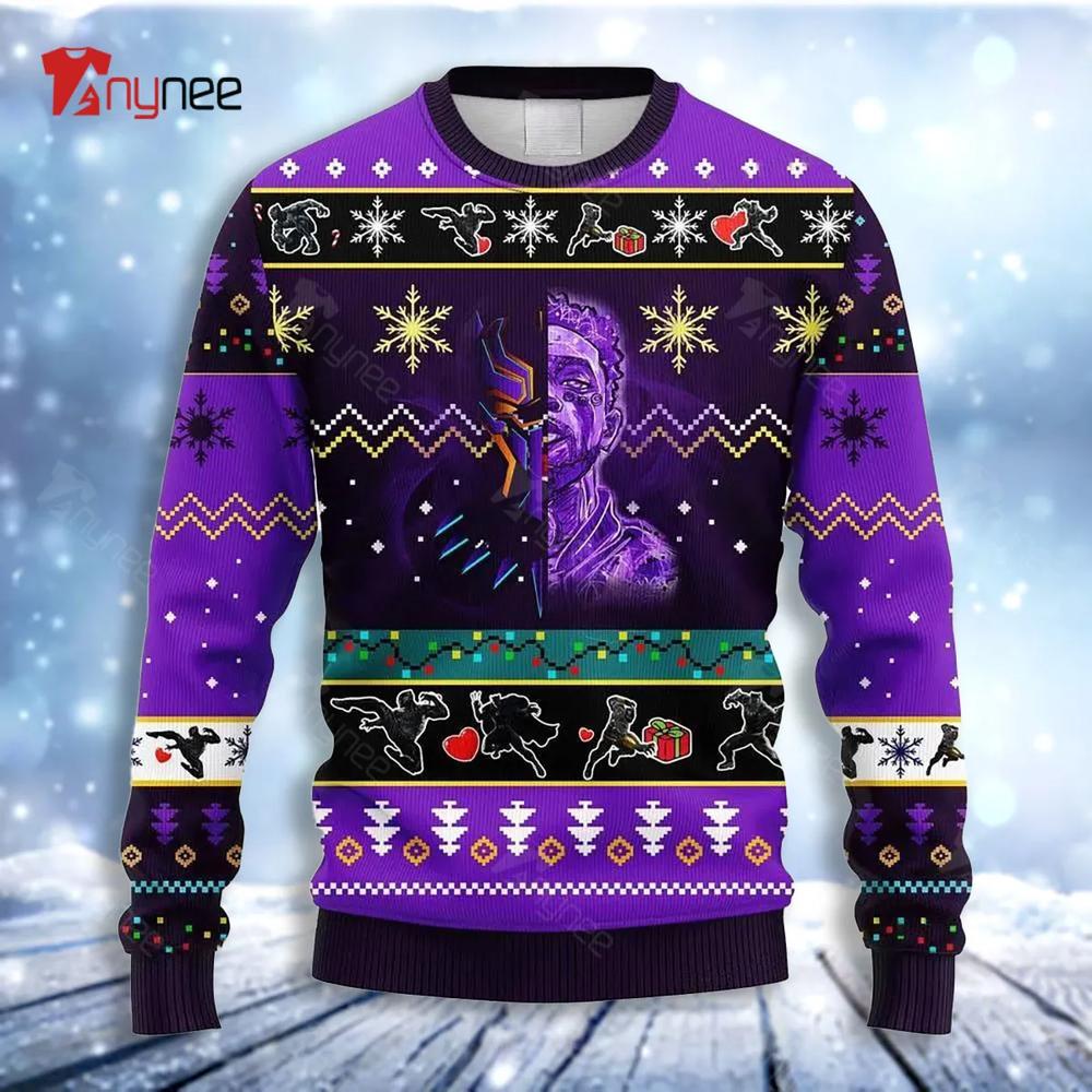 Black Panther Pupple Ugly Christmas Sweater- Best Christmas Gifts 2023