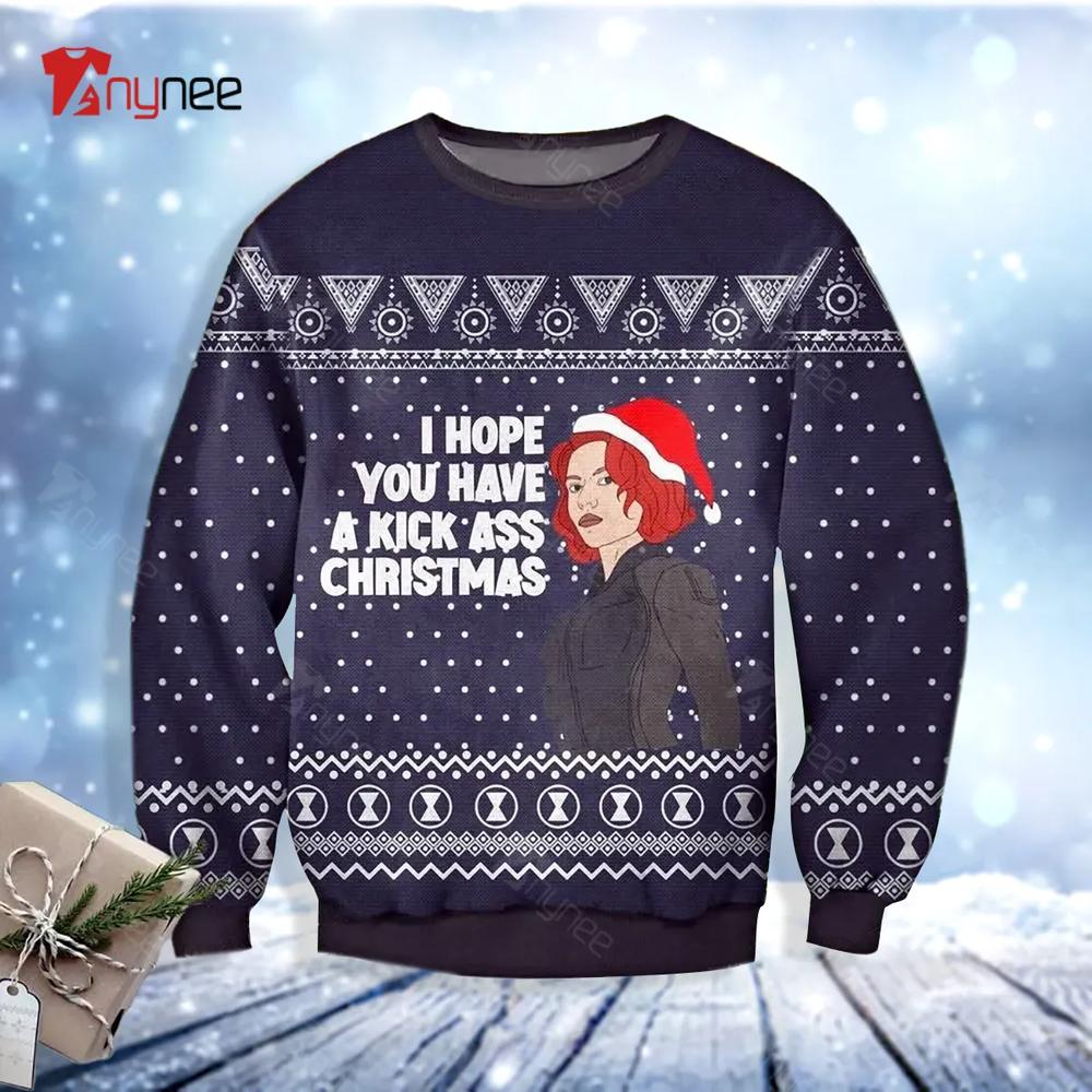 Black Widow I Hope You Have A Kick Ass Christmas Marvel Ugly Christmas Sweater- Best Christmas Gifts 2023