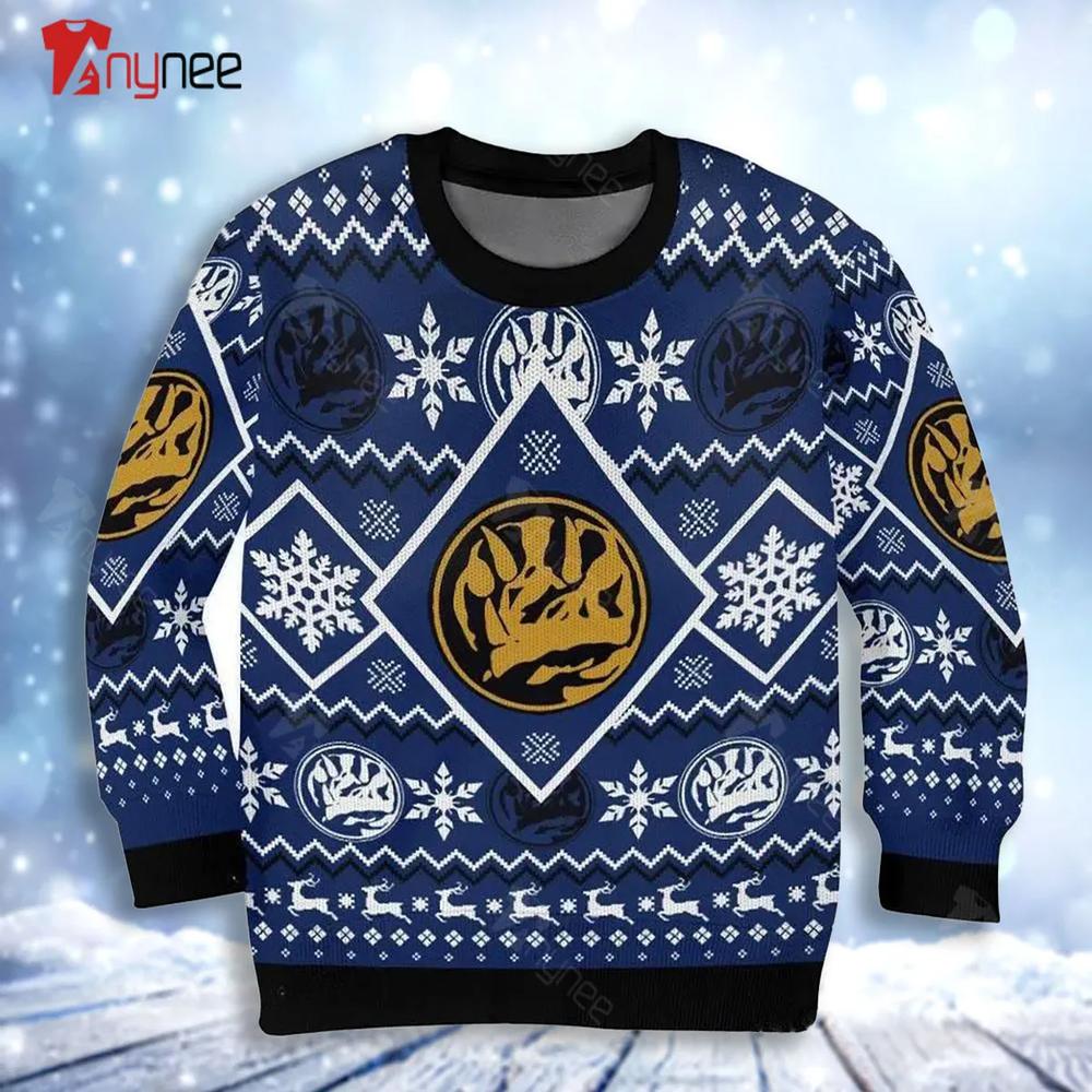 Blue Mighty Morphin Power Ranger Ugly Christmas Sweater- Best Christmas Gifts 2023